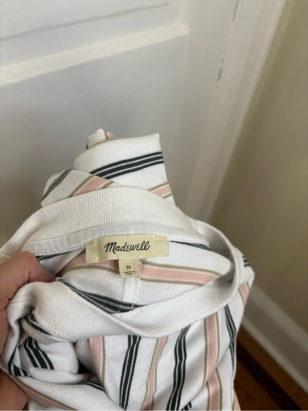 Madewell Easy Crewneck Striped Top in White, Blush & Black - Picture 7 of 8